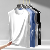无袖 宽肩训练薄款 t恤坎肩速干男潮 冰丝背心夏运动健身打底衫 男士