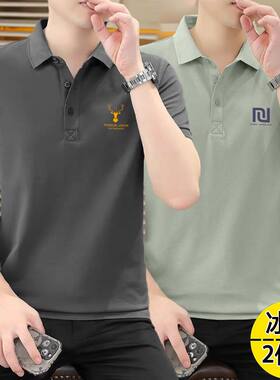 正品翻领Polo衫夏季新款男士高档冰丝透气弹力短袖百搭休闲T恤