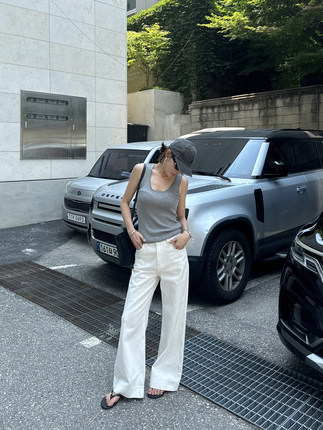 无袖上衣女2024年夏季新款髙支羊毛透气極简针织背心