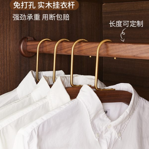免打孔衣柜杆改造挂衣杆收纳衣架内托通杆横梁定制悬挂实木晾衣杆