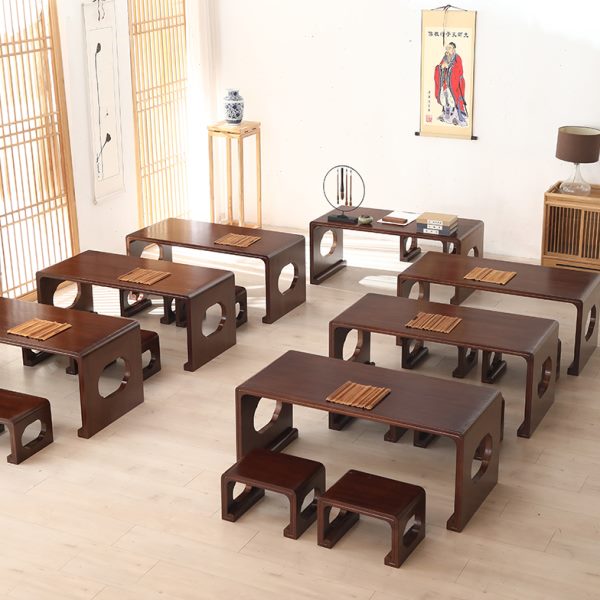 仿古国学桌子早教培训课桌椅实木书法桌子抄经桌茶艺桌围棋桌中式