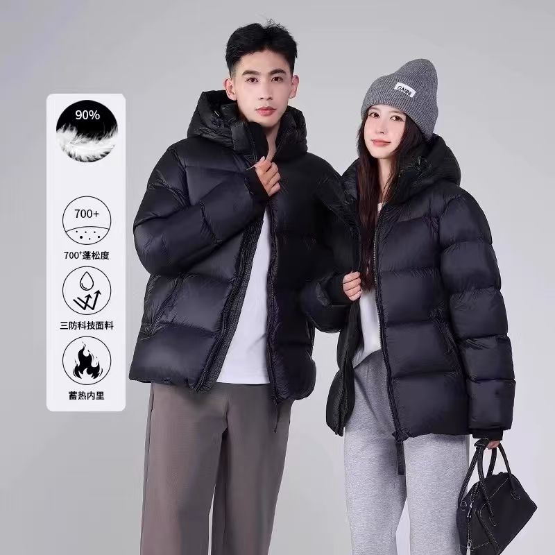 黑金高端羽绒服短款长款连帽情侣男女长款2025秋冬新款加厚外套4