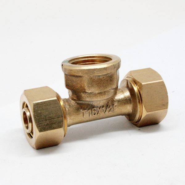 天一 金牛 铝塑管等卡套式内丝三通 1216X1/2 内牙铝塑管管件接头