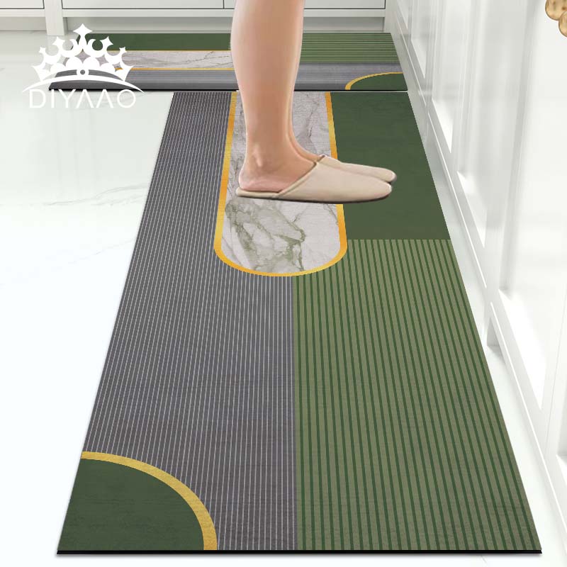 厨房地垫吸水吸油2023新w款防滑防油可擦免洗耐磨绿色清新垫子