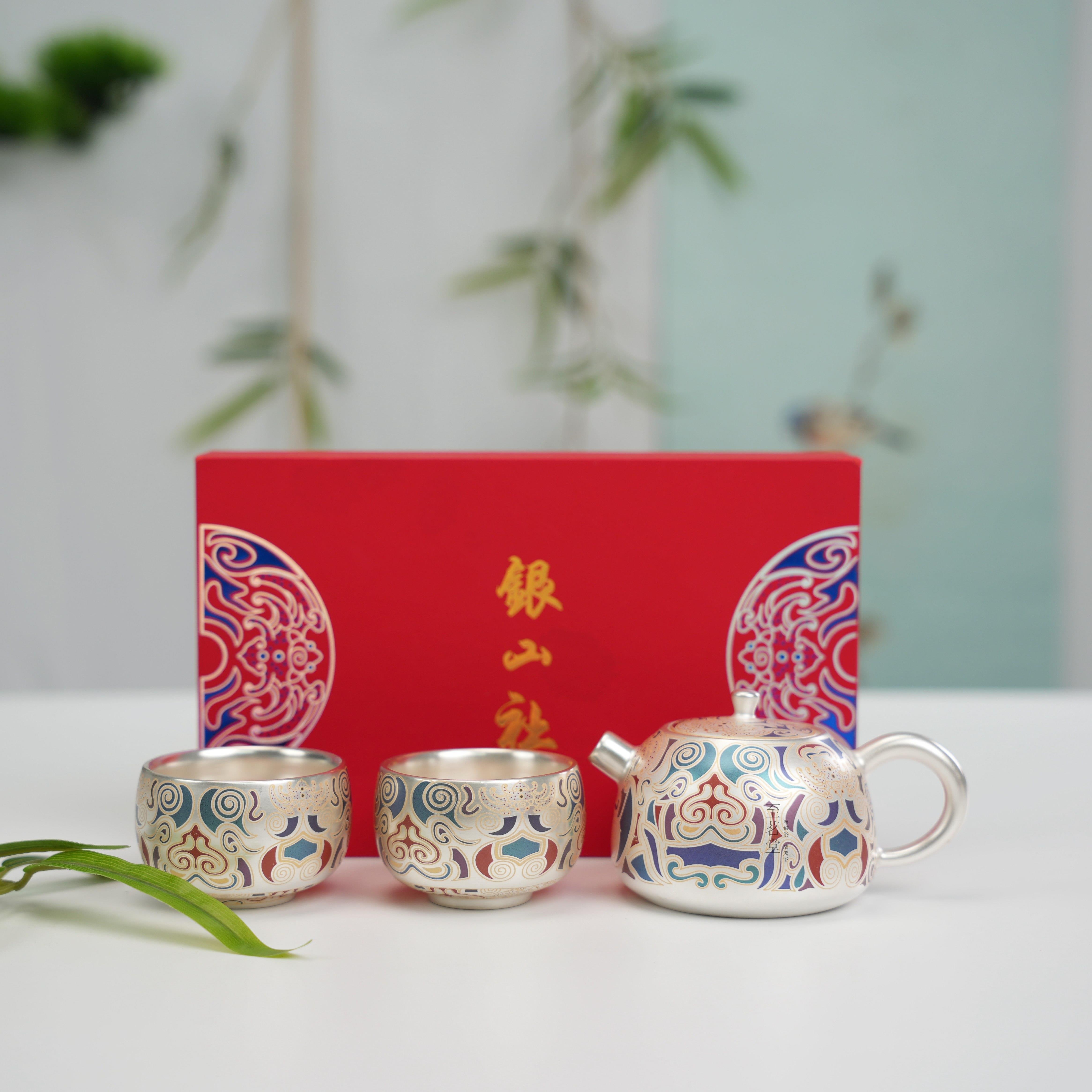 银壶银山社饕餮鎏银茶具套组家用办公室茶具功夫茶高端礼盒茶具