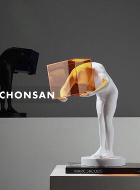 抽象雕塑软装饰品售楼处思想囚笼人物摆件样板房间玄关电视柜摆设