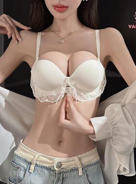 VALINGNSL白色甜美蕾丝内衣女小胸聚拢胸罩收副乳防下垂无痕内衣