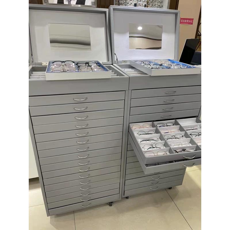 翻盖带镜子眼镜店皮革眼镜展示柜 电影院3D太阳眼镜收纳箱 眼镜陈