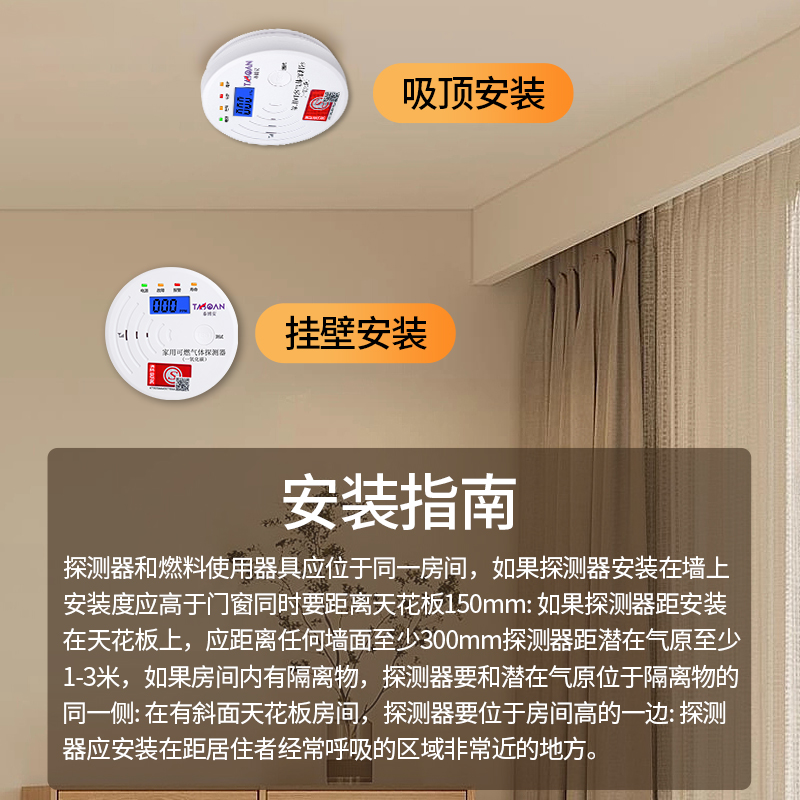 热销一氧化碳报警器家用厨房煤炉蜂窝煤煤烟泄露报警器车载CO探测