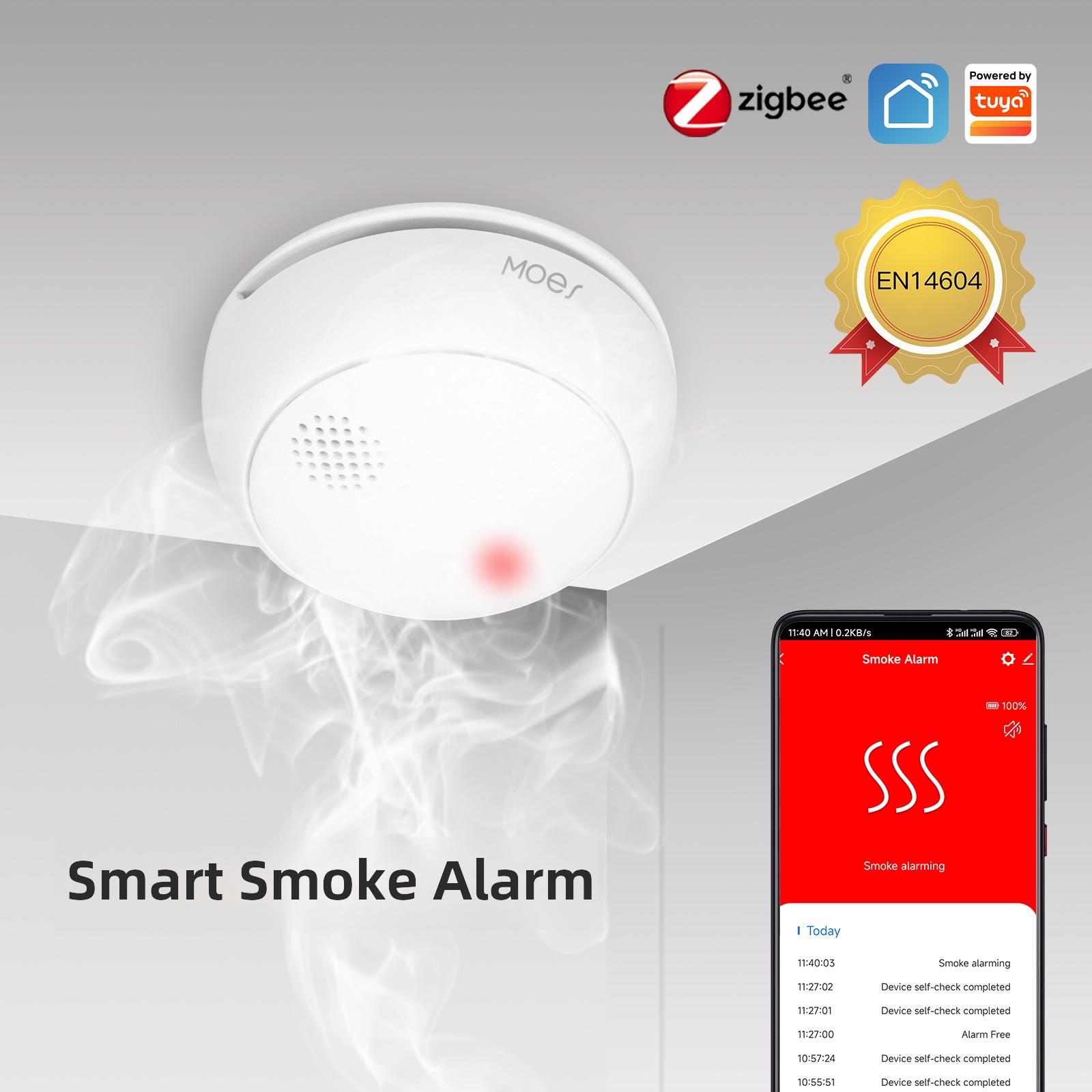 Zigbee涂鸦智能烟雾报警器烟感传感火灾探测无线手机APP远程提醒