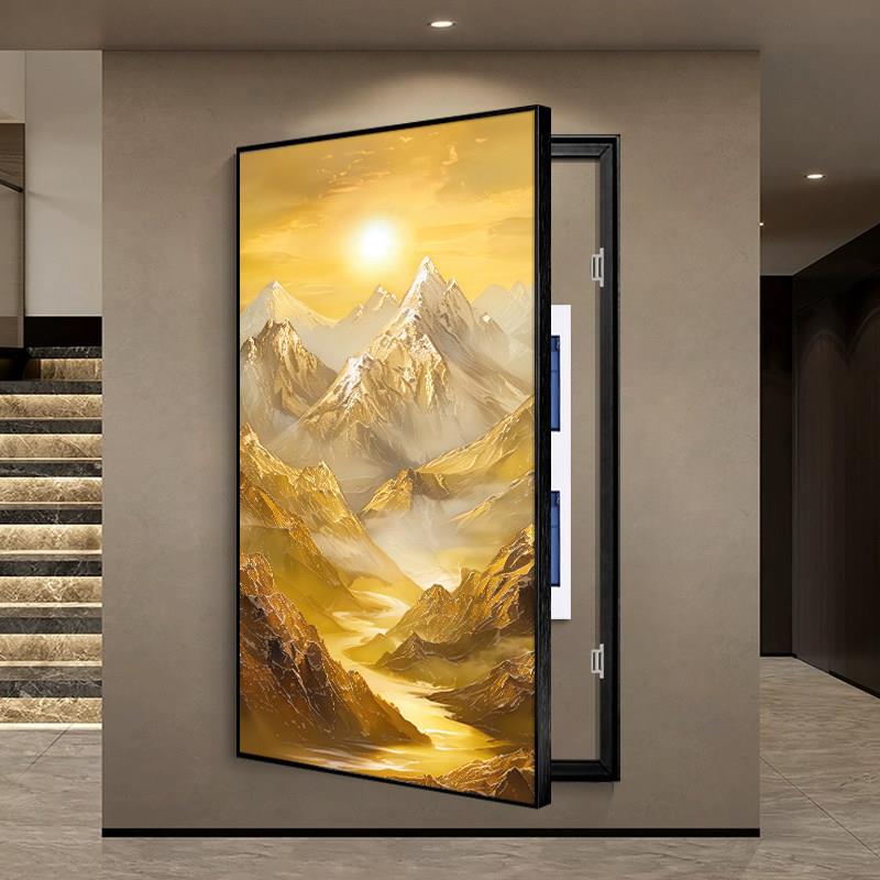 入户正对门日照金山玄关电表箱装饰画配电箱遮挡挂画网路理线盒壁