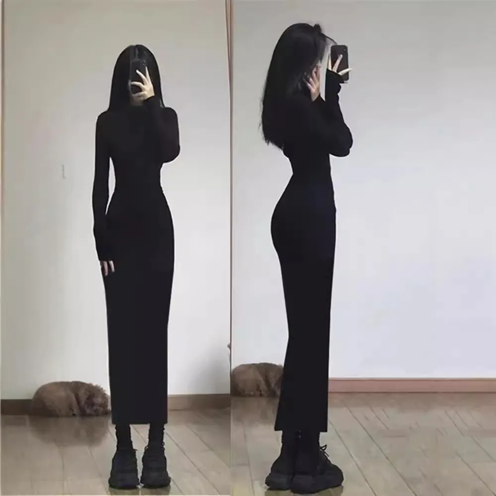 秋冬气质女人味显瘦显胸连衣裙女2023网红爆款纯欲风打底显瘦裙子