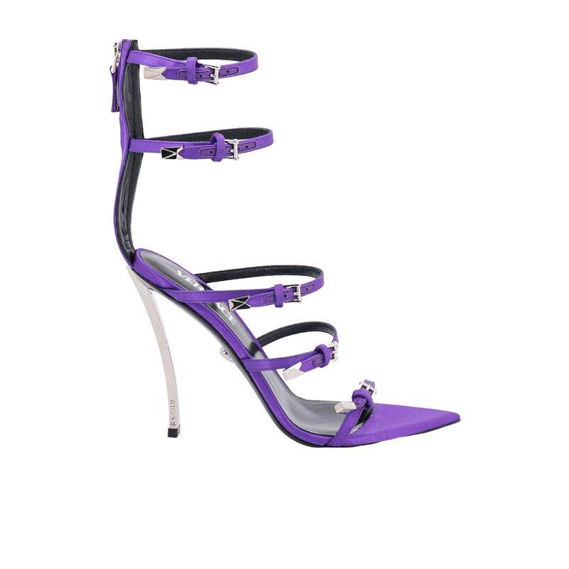 代购海外代购Versace/范思哲女士高跟凉鞋可调节踝带后拉链尖头