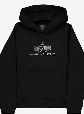 代购Alpha Industries阿尔法工业男士卫衣保暖舒适黑色棉质日常