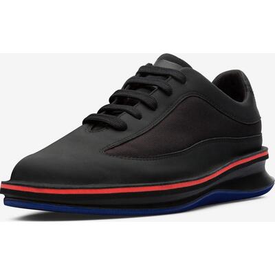 代购Camper女士休闲鞋透气轻便软底舒适缓震黑色圆头平跟系带