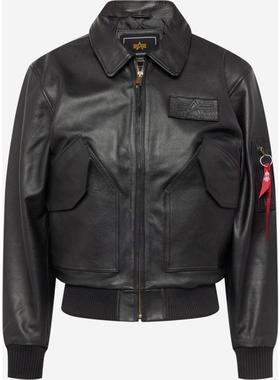 代购Alpha Industries阿尔法工业男士夹克保暖防风皮质黑色骑行