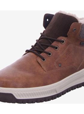 代购rieker男士雪地靴保暖防滑柔软鞋底透气圆头系带平跟短筒