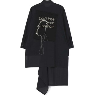 山本耀司yohji暗黑系不规则印花衬衣R后背绣花宽松衬衫