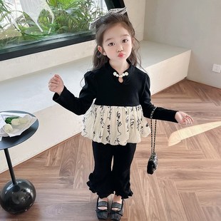 盘扣女宝宝秋季 女童中国风套装 儿童洋气新中式 春秋款 秋 o2024新款