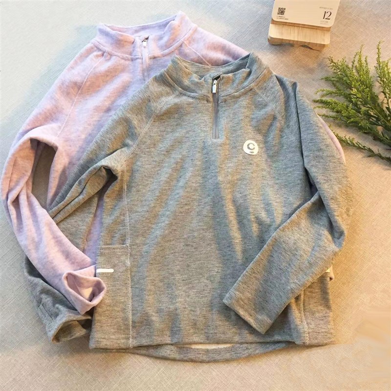 儿童速干保暖衣男童长袖训练服春秋D薄绒女童羽毛球运动上衣绒感T
