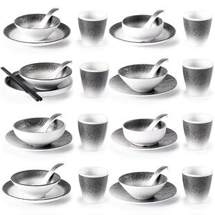 三聚氰胺火锅餐厅餐桌四件套彷瓷塑料酒店餐具餐厅盘子，杯子和勺