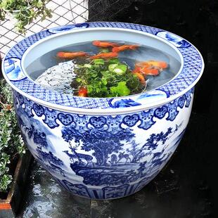 景德镇陶瓷鱼缸水莲荷花缸锦鲤养鱼睡莲盆乌龟特大号圆形家用风水