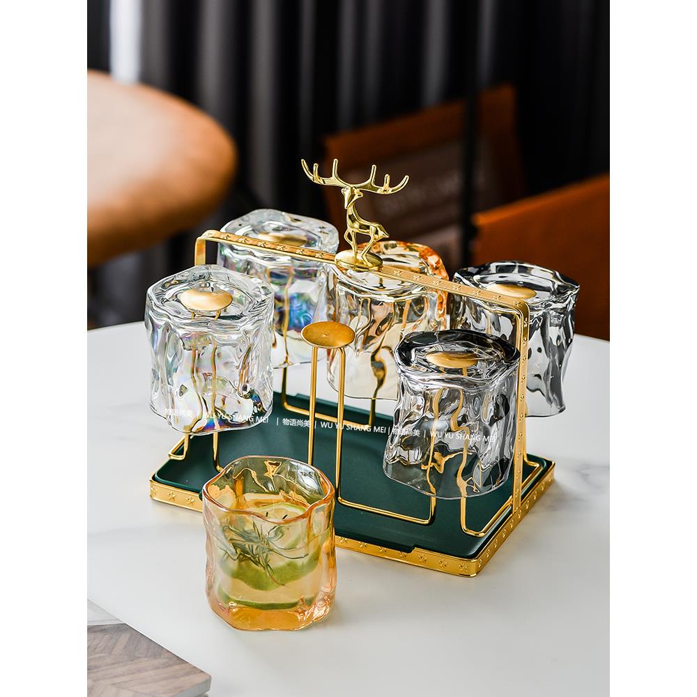 酒杯高级感一套玻璃杯套装家用客厅待客喝水杯子高颜值果汁冷