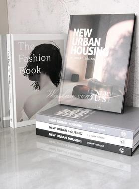 30CM大本黑白灰简约现代装饰真书 样板房装饰书摆件 可翻页道具书