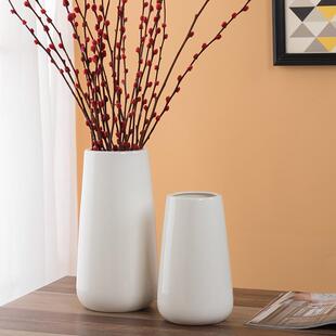 银柳花瓶 陶瓷花瓶30cm高 简约现代花插水培花瓶可装水欧式白色瓶