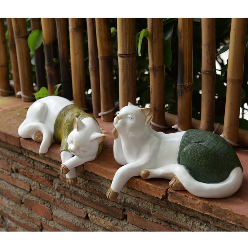 创意可爱慵懒猫咪树脂摆件阳台户外花园别墅庭院桌面花架装饰摆件