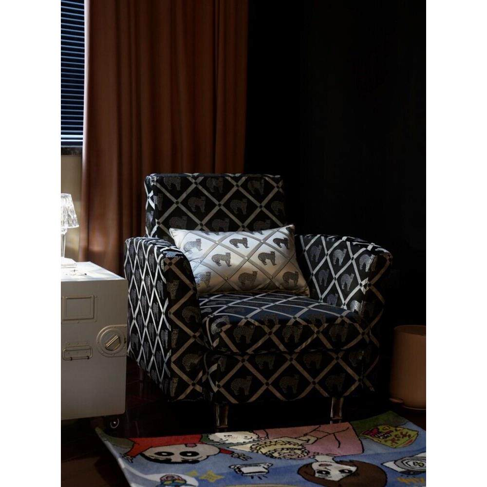 新中式法式抱枕套豹子沙发客厅靠枕色织提花银灰黑色窗帘面料家居