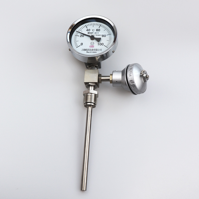 一体化双金属温度计带PT100铠装铂电阻WSSP-481 411 401包邮