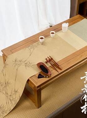 爱奇葩iqipa 素影竹枝桌旗茶桌垫布茶席垫子防水茶台茶几桌布茶旗