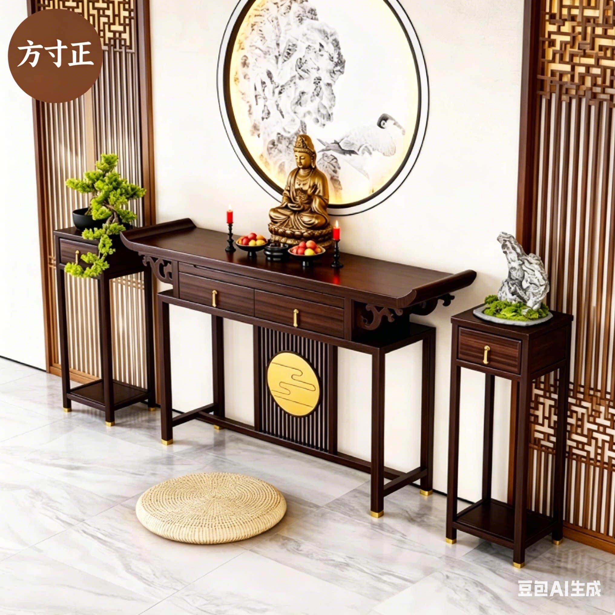 新中式乌金木实木供桌条案玄关桌佛台神台家用佛堂供奉台佛台供桌