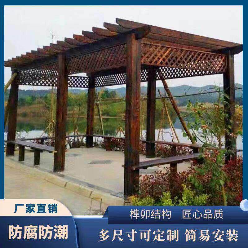 户外庭院花园室外简易凉亭廊架爬藤架花架碳化防腐木葡萄架长廊