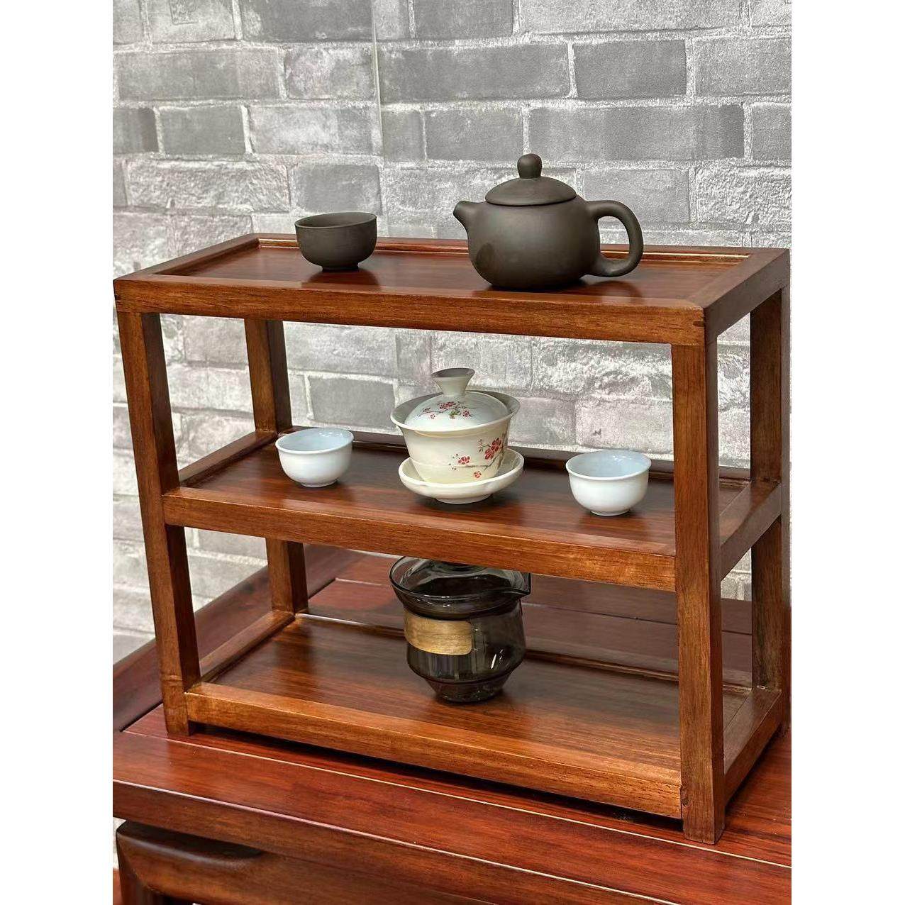 桌面博古架茶具收纳架实木茶杯架子新中式紫砂壶置物架茶宠摆放架