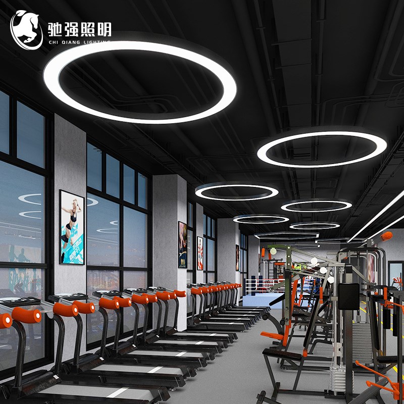LED圆形吊灯圆环灯办公室健身房商场店铺工业风圆圈环形造型灯具