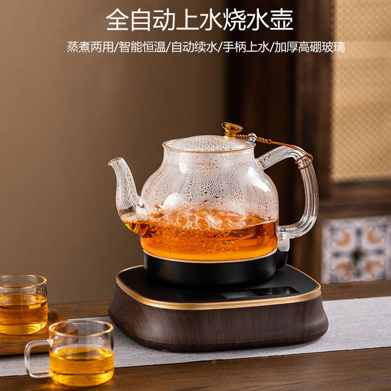 全自动上水电热水壶保温一体烟灰色玻璃小气泡烧水壶茶台泡茶专用