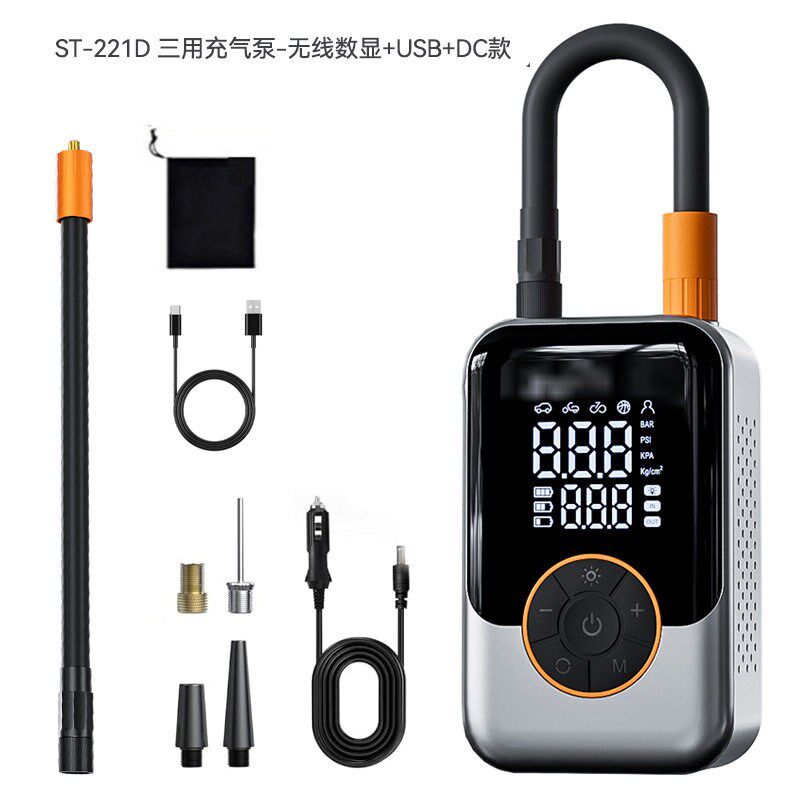 车载充气泵无线便携式高压电动打气筒汽车用打气泵轮胎测胎压双屏