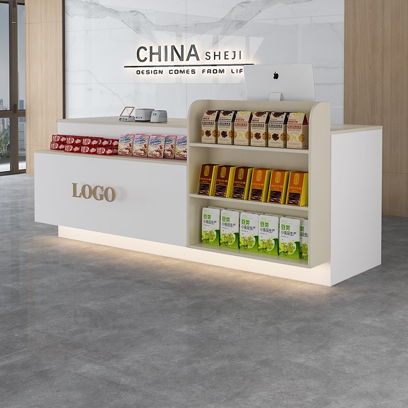 超市收银台展示柜吧台桌公司奶茶店柜台小型展示台商铺前台接待台
