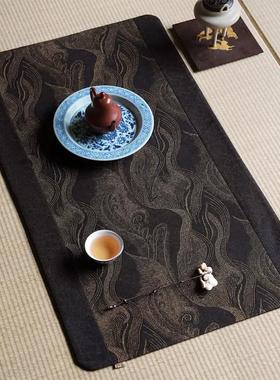 慢蓝茶具香云纱圆角茶席6838双层壶垫小桌旗中式浪漫布艺功夫茶道