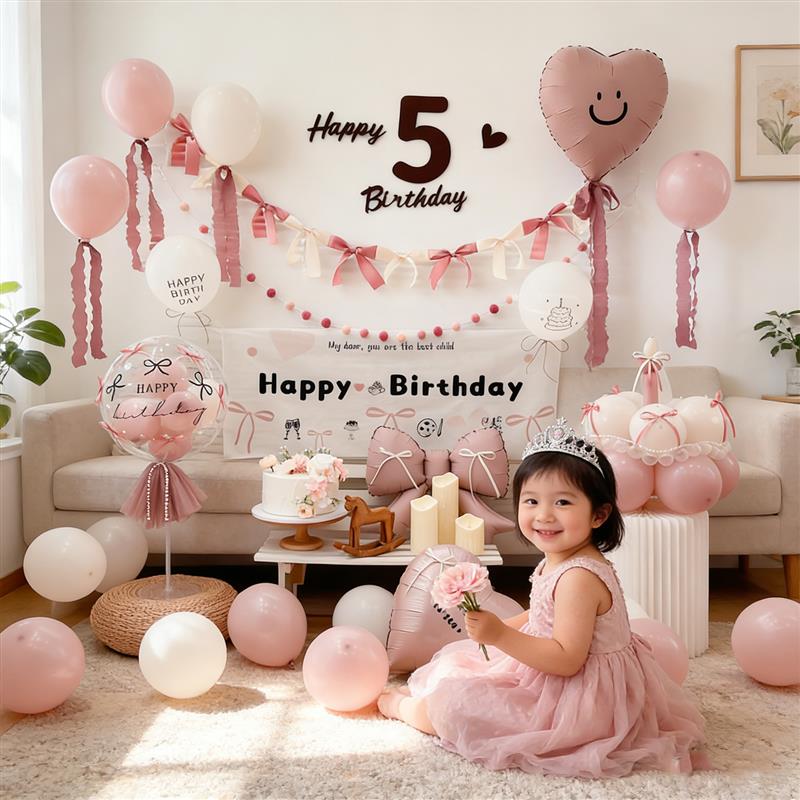 三岁女孩生日装饰场景布置网纱蛋糕kt板2周岁公主仪式感家庭简单4