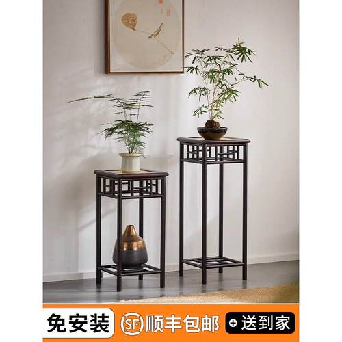 中式花架展示架覆古楠竹盆景摆放置物架花几彷古花架子客厅落地式