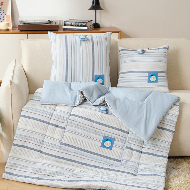 可手提纯棉抱枕被子两用汽车用办公室午睡枕头被全棉水洗棉空调被