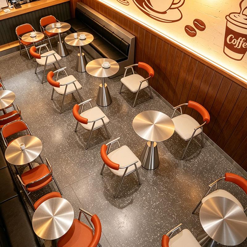 网红奶茶甜品店咖啡厅不锈钢桌椅工业风小吃店餐厅卡座沙发餐桌椅