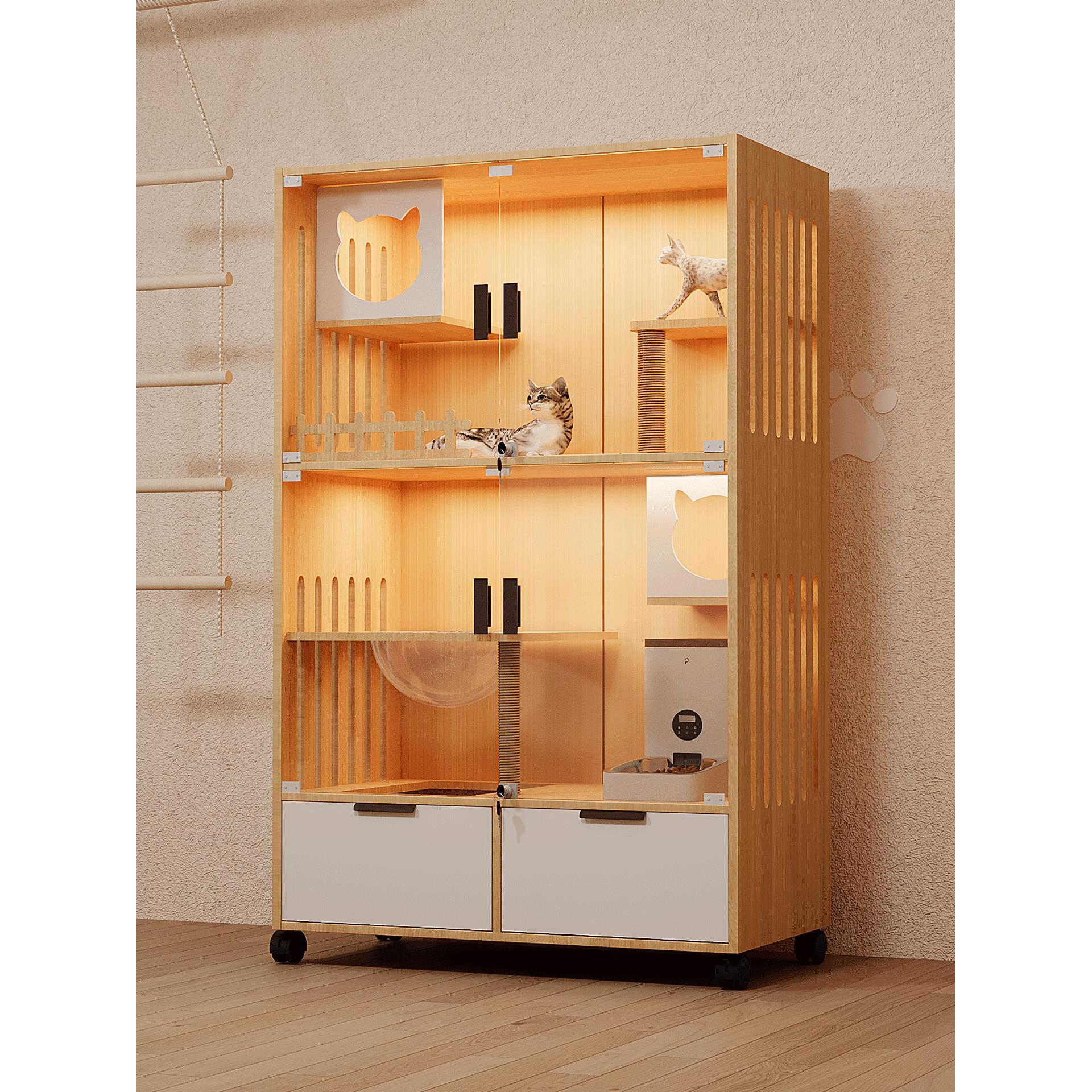 实木猫别墅猫笼家室内集成超大空间猫屋猫窝多层猫柜带厕所