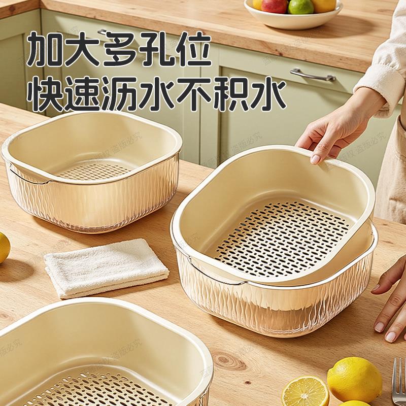 厨房沥水篮家用客厅洗菜盆洗菜篮多功能防尘沥水淘米洗菜沥水篮