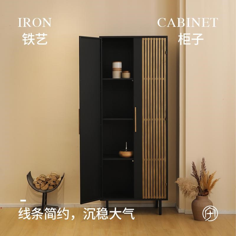 美式复古简约铁艺储物柜收纳柜子家居手办展示陈列柜三层多层柜子