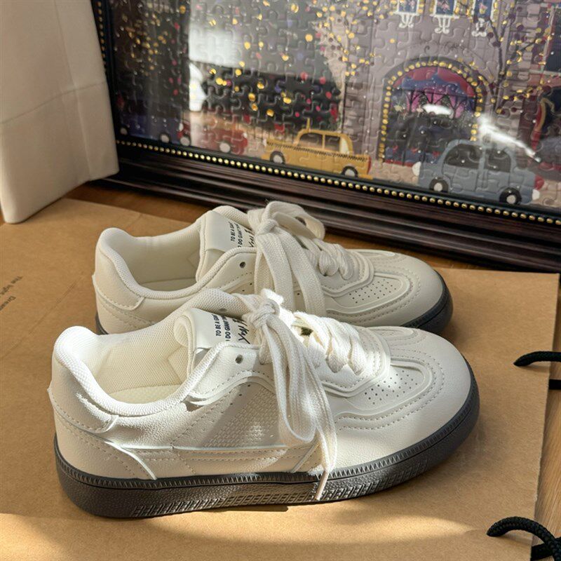 林先叁 夏季透气德训鞋女2025新款超火百搭厚底小白鞋运动休闲鞋