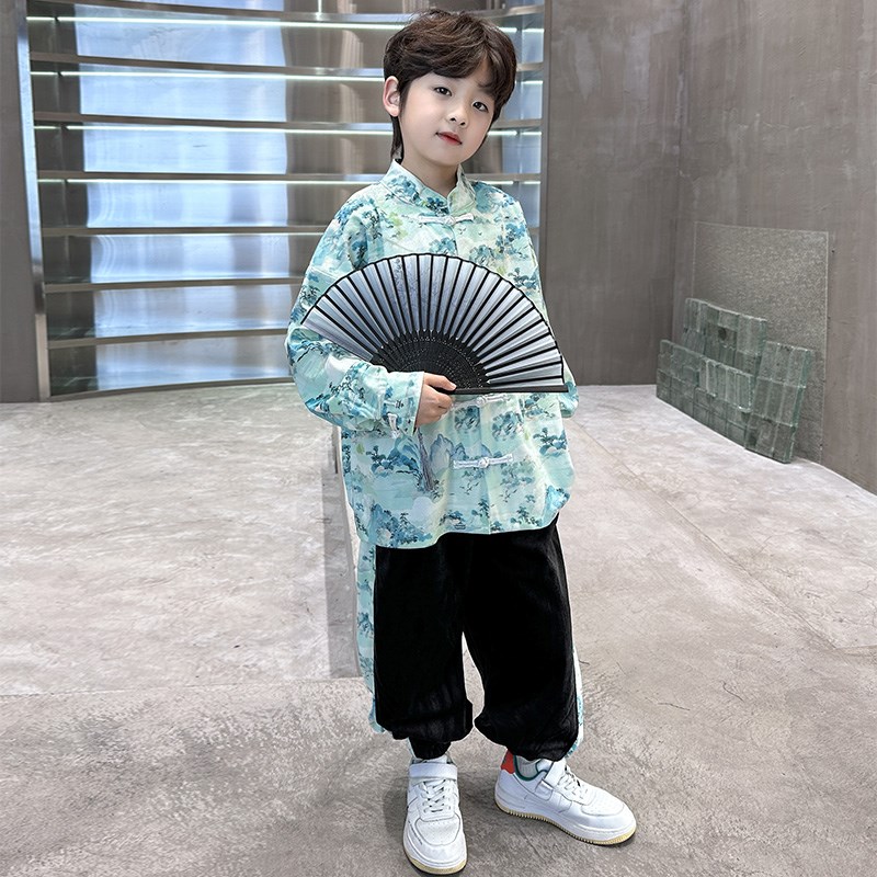 男童汉服套装春秋款2024新款儿童新中I式男孩国风春装宝宝表演唐